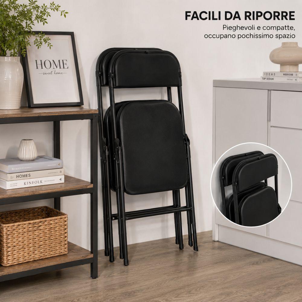  set 2 sedie pieghevoli salvaspazio struttura in metallo casa campeggio eventi - foto 5