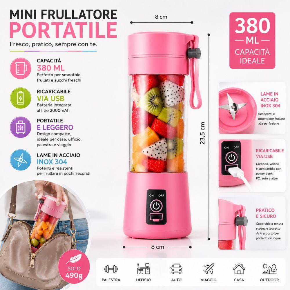 mini frullatore portatile usb ricaricabile 380ml smoothie blender - foto 5 mini frullatore portatile usb ricaricabile 380ml smoothie blender - foto 5
