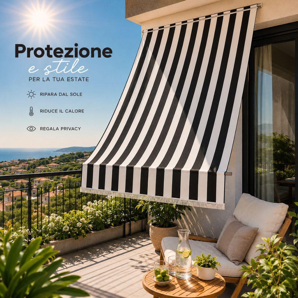 tenda sole a righe da balcone per esterno protezione uv veranda terrazza - foto 2 tenda sole a righe da balcone per esterno protezione uv veranda terrazza - foto 2