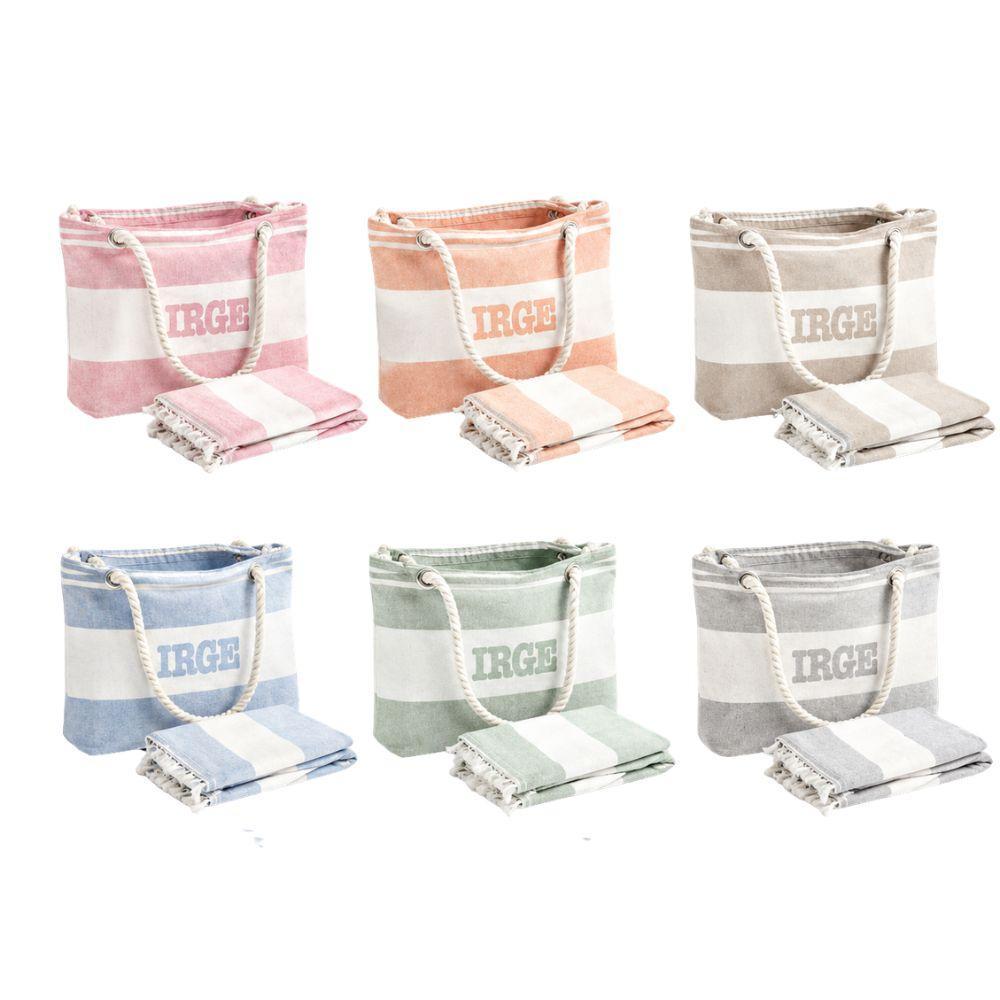  set mare 2 pezzi borsa mare con manici in corda + telo mare coordinato - foto 1