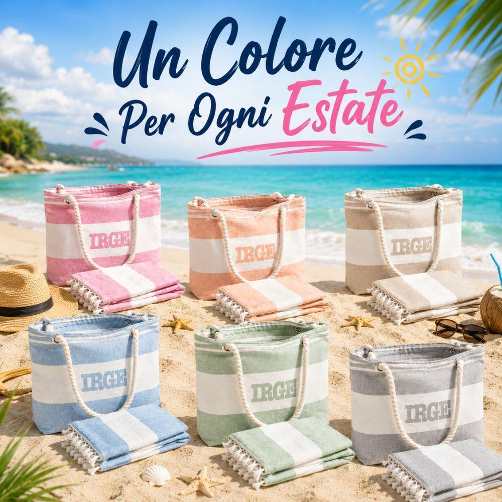  set mare 2 pezzi borsa mare con manici in corda + telo mare coordinato - foto 5