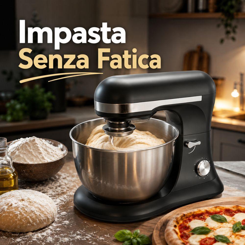  planetaria impastatrice elettrica con ciotola in acciaio inox per dolci pizza pane e impasti - foto 2