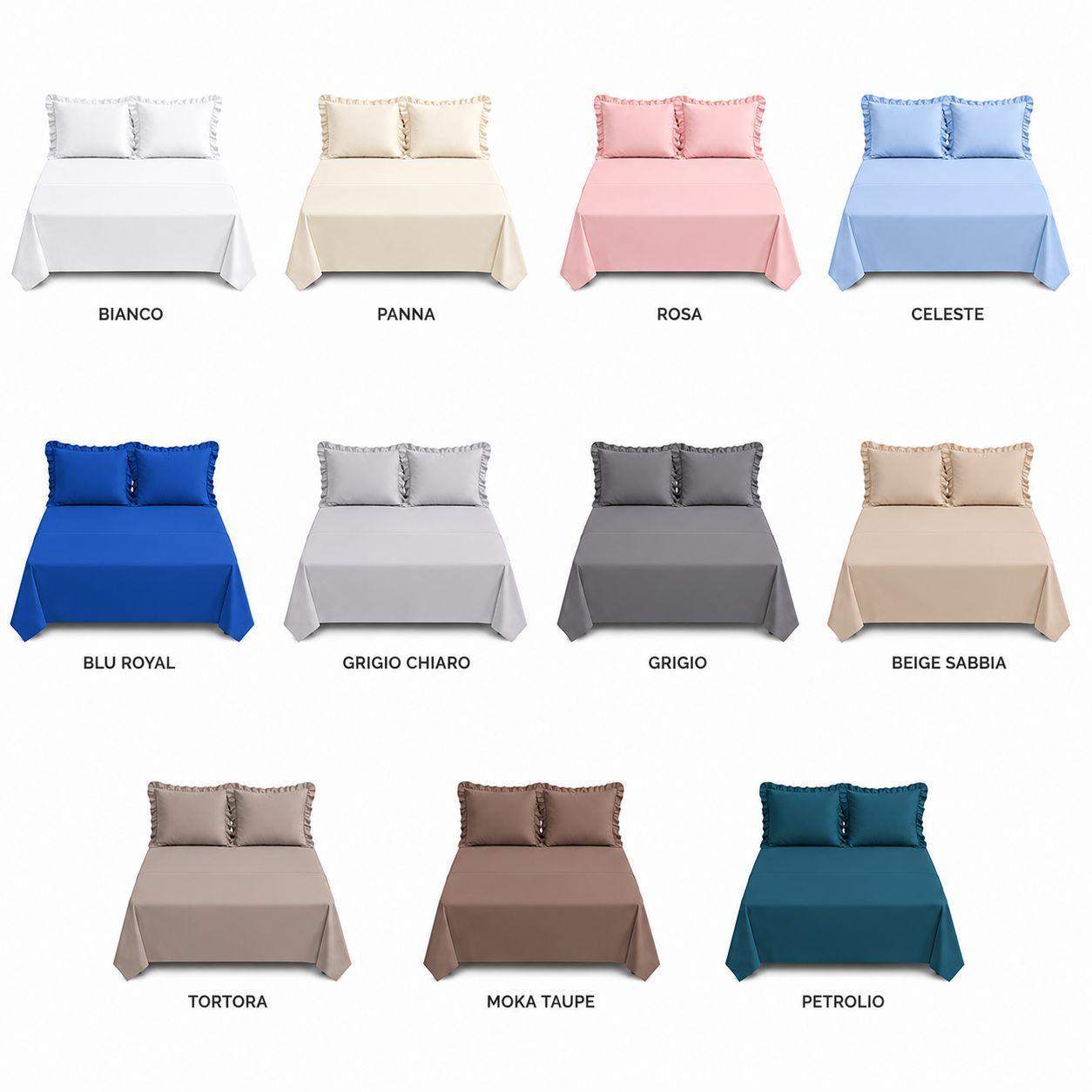 completo letto matrimoniale volant elegante con balze set lenzuola 4 pezzi - foto 1 completo letto matrimoniale volant elegante con balze set lenzuola 4 pezzi - foto 1