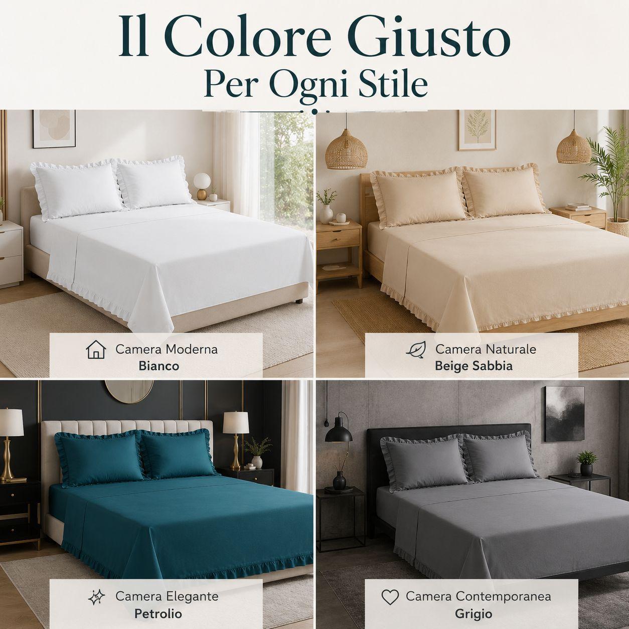 completo letto matrimoniale volant elegante con balze set lenzuola 4 pezzi - foto 3 completo letto matrimoniale volant elegante con balze set lenzuola 4 pezzi - foto 3