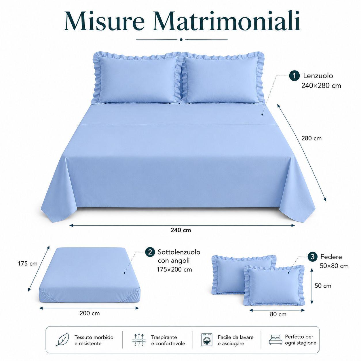 completo letto matrimoniale volant elegante con balze set lenzuola 4 pezzi - foto 4 completo letto matrimoniale volant elegante con balze set lenzuola 4 pezzi - foto 4