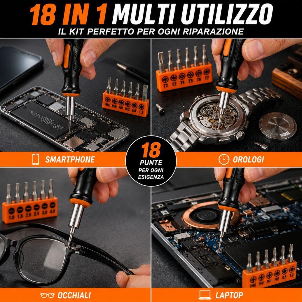 set cacciaviti di precisione 18 in 1 per smartphone pc orologi elettronica - foto 4 Set completo di cacciaviti di precisione con punte magnetiche per riparazioni elettroniche