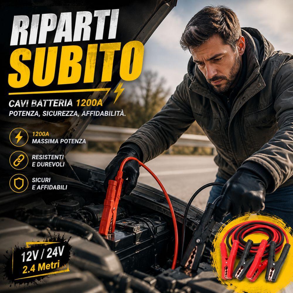  cavi batteria auto 2.4 metri avviamento emergenza - foto 2