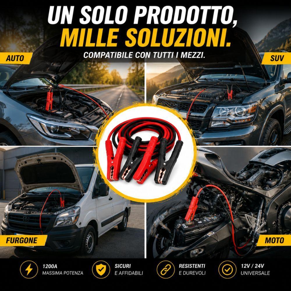  cavi batteria auto 2.4 metri avviamento emergenza - foto 5