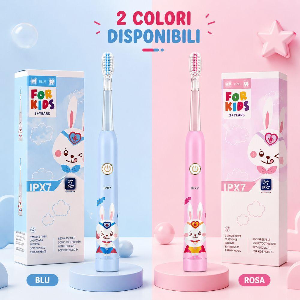 spazzolino elettrico bambini ricaricabile con luci led - foto 4 Spazzolino elettrico disponibile in blu e rosa con confezioni e accessori inclusi
