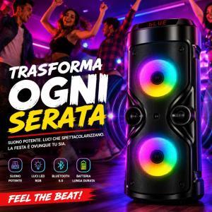 Cassa speaker bluetooth rgb portatile super bass usb tf led wireless