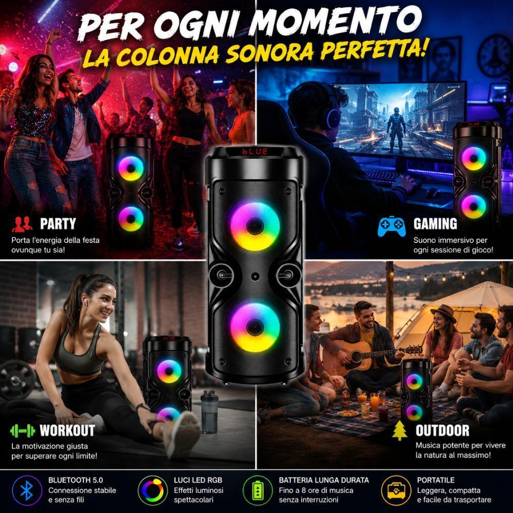 cassa speaker bluetooth rgb portatile super bass usb tf led wireless - foto 3 cassa speaker bluetooth rgb portatile super bass usb tf led wireless - foto 3