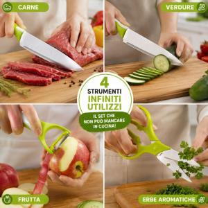 Set coltelli da cucina 4 pezzi con forbici e pelapatate