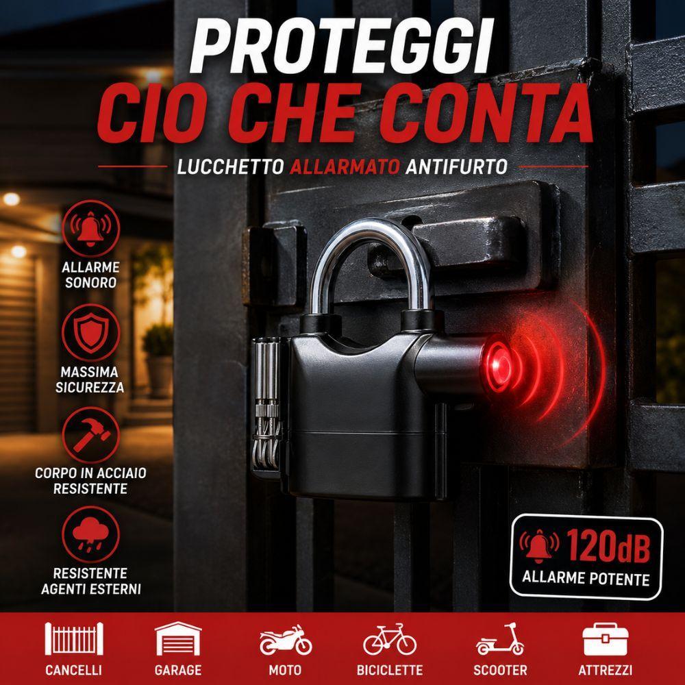 lucchetto allarmato antifurto 70mm con allarme sonoro per moto bici garage cancello - foto 2 lucchetto allarmato antifurto 70mm con allarme sonoro per moto bici garage cancello - foto 2