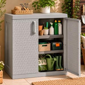 Armadio basso rattan mega toomax 2 ante 90x54x102 cm da interno esterno coperto