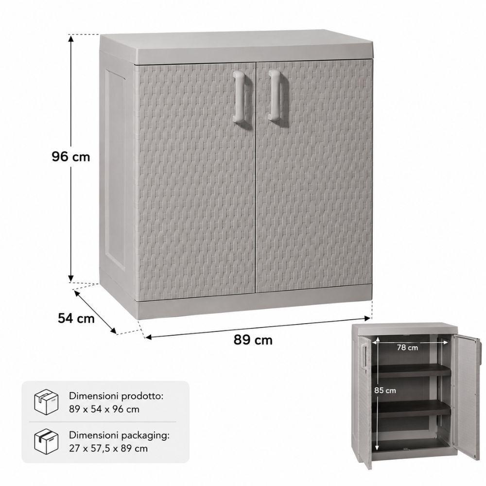  armadio basso rattan mega toomax 2 ante 90x54x102 cm da interno esterno coperto - foto 3
