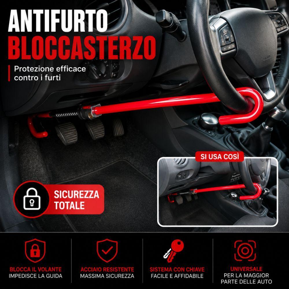 antifurto bloccasterzo universale regolabile per auto con chiave in acciaio rinforzato - foto 2 antifurto bloccasterzo universale regolabile per auto con chiave in acciaio rinforzato - foto 2