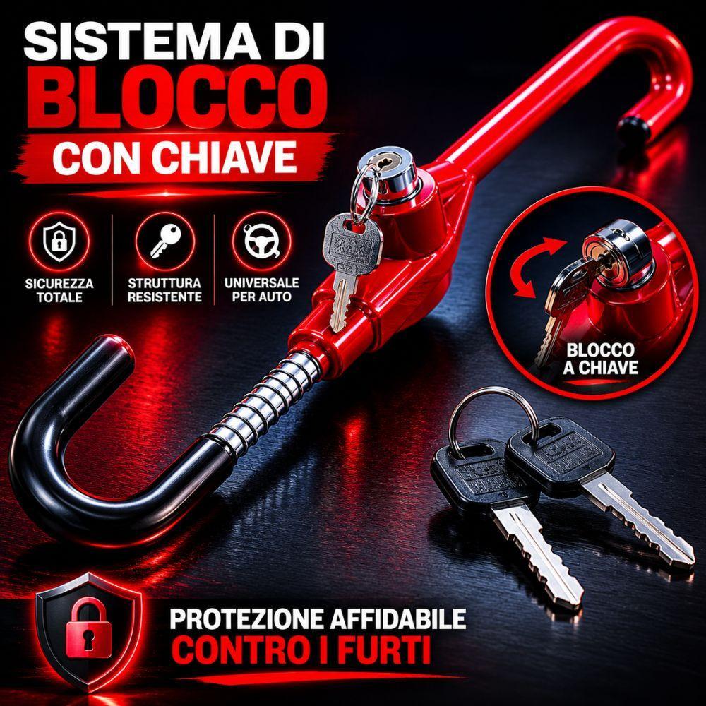 antifurto bloccasterzo universale regolabile per auto con chiave in acciaio rinforzato - foto 4 antifurto bloccasterzo universale regolabile per auto con chiave in acciaio rinforzato - foto 4