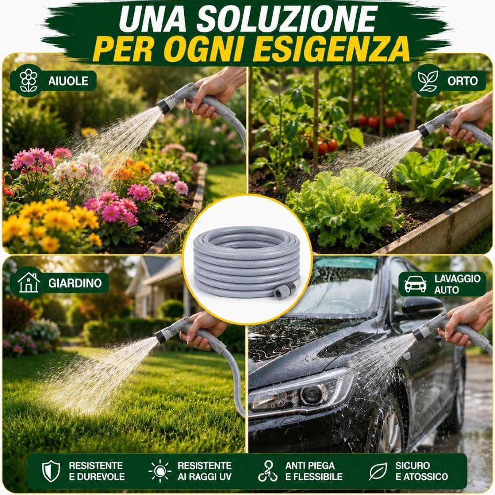  kit tubo da giardino in pvc con pistola multifunzione e raccordi 30 metri - foto 2