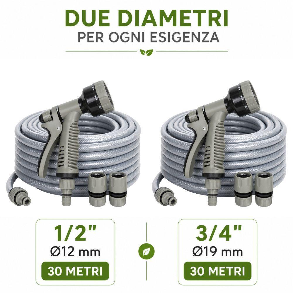  kit tubo da giardino in pvc con pistola multifunzione e raccordi 30 metri - foto 4