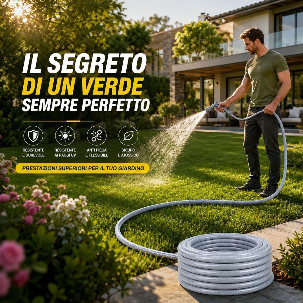  kit tubo da giardino in pvc con pistola multifunzione e raccordi 30 metri - foto 5