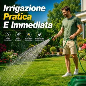 Set tubo da giardino con raccordi e lancia irrigazione