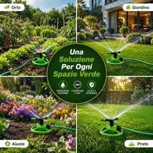 Aspersore irrigatore rotante a 3 bracci con base circolare per giardino e prato