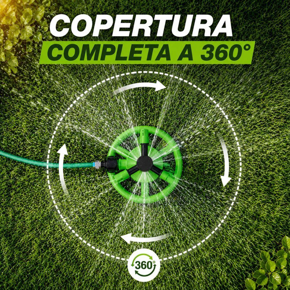  aspersore irrigatore rotante a 3 bracci con base circolare per giardino e prato - foto 4