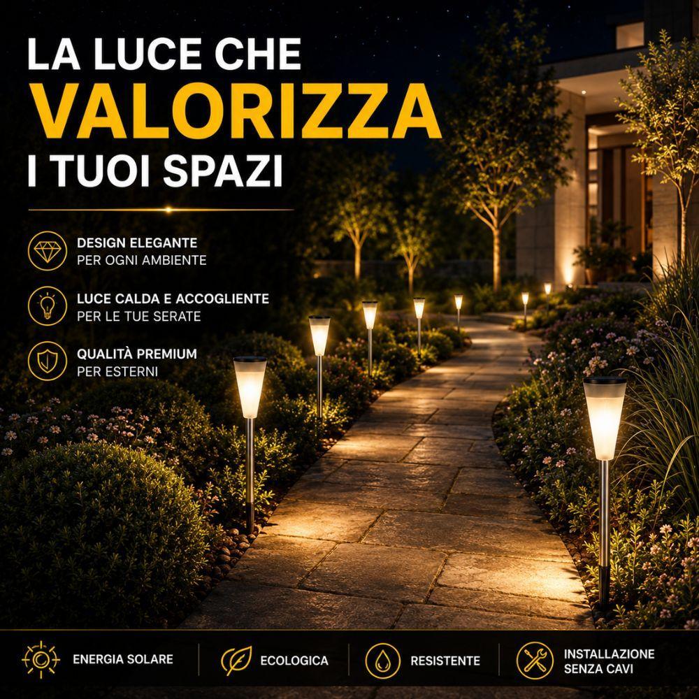 lampada solare led da giardino con picchetto luce automatica per vialetti aiuole esterno - foto 5 lampada solare led da giardino con picchetto luce automatica per vialetti aiuole esterno - foto 5