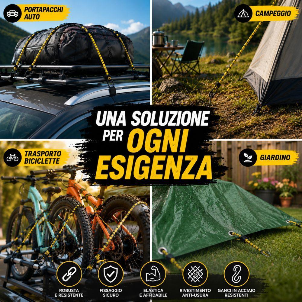  corda elastica con ganci 180 cm ø 8 mm tenditore elastico per auto campeggio trasporto carichi - foto 4