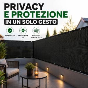 Rete ombreggiante frangivista nera privacy 80% diverse misure per recinzione balcone giardino