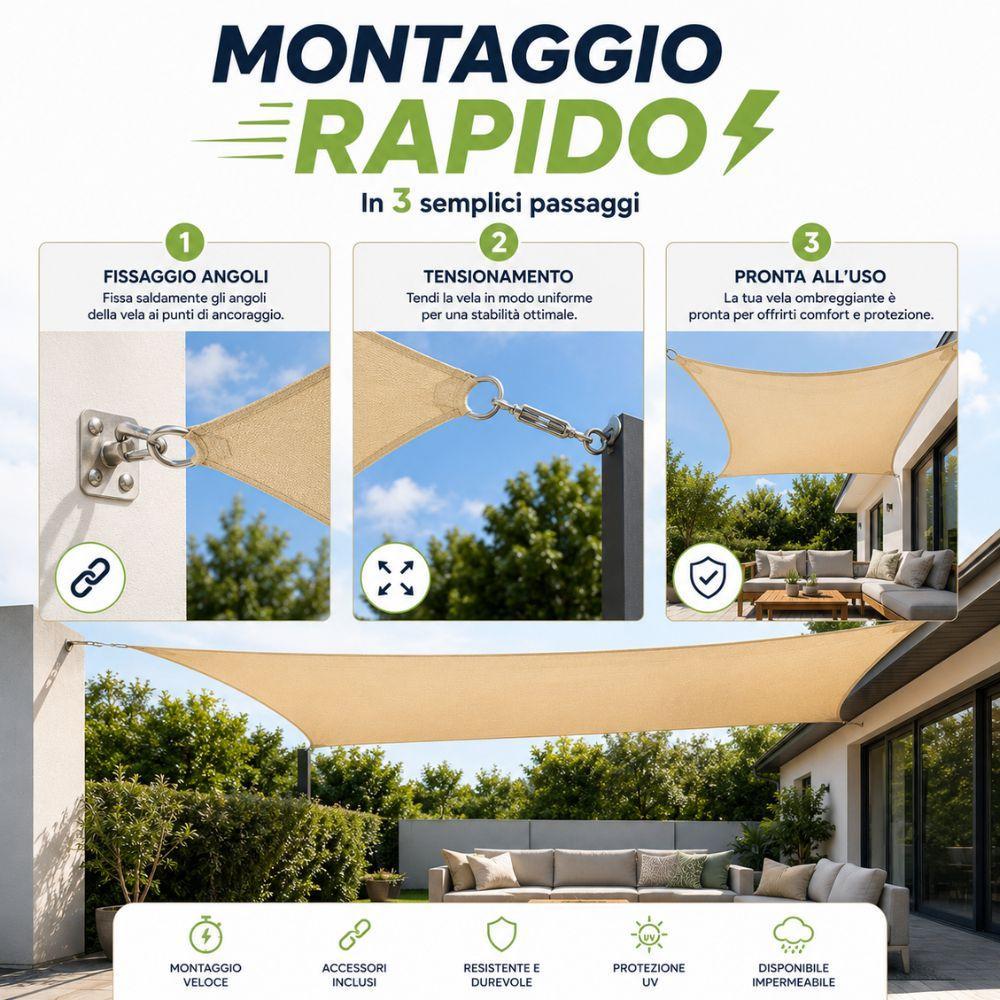 vela ombreggiante quadrata e triangolare da giardino terrazza balcone in hdpe e impermeabile - foto 4 vela ombreggiante quadrata e triangolare da giardino terrazza balcone in hdpe e impermeabile - foto 4