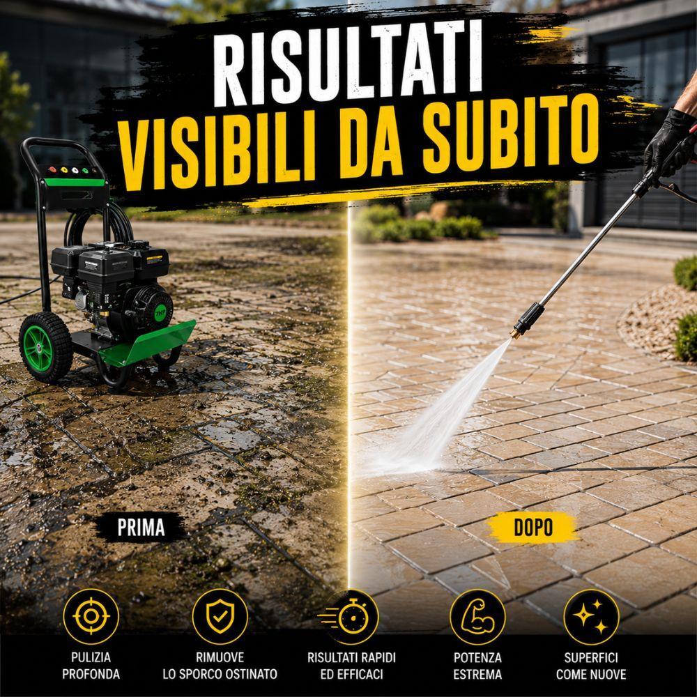 idropulitrice a benzina professionale 7 hp 170 240 bar con tubo alta pressione 10 metri - foto 2 idropulitrice a benzina professionale 7 hp 170 240 bar con tubo alta pressione 10 metri - foto 2
