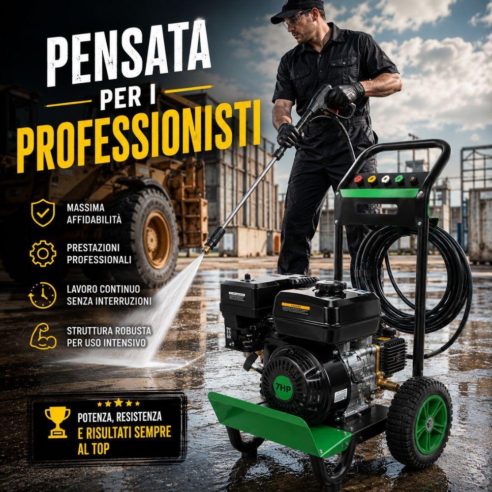 idropulitrice a benzina professionale 7 hp 170 240 bar con tubo alta pressione 10 metri - foto 4 idropulitrice a benzina professionale 7 hp 170 240 bar con tubo alta pressione 10 metri - foto 4