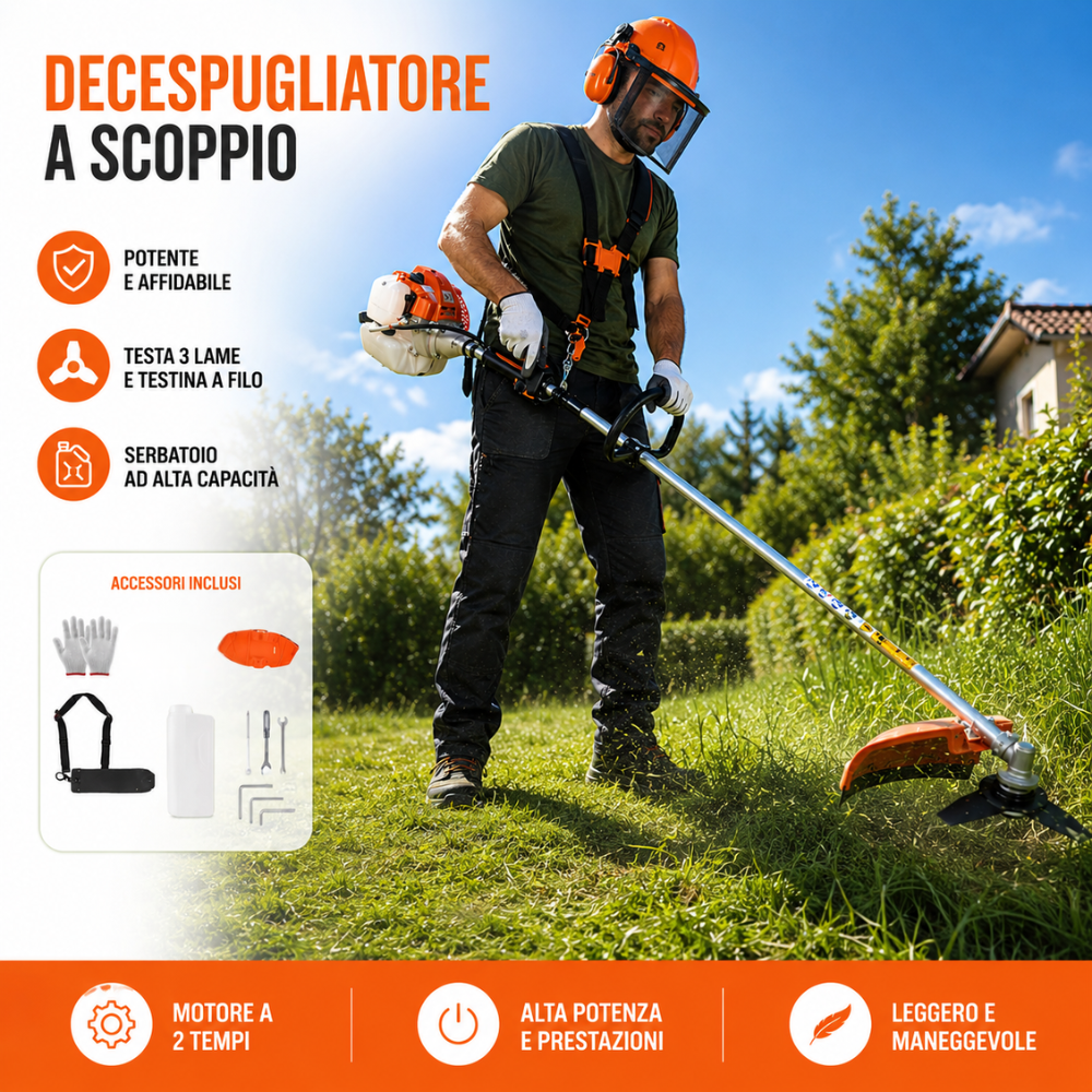 decespugliatore a scoppio 52cc con testina a 2 fili automatica e disco a 3 denti - foto 2 decespugliatore a scoppio 52cc con testina a 2 fili automatica e disco a 3 denti - foto 2