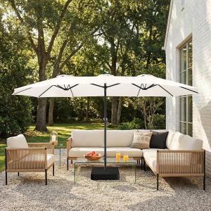 Ombrellone doppio 4.6 metri con base inclusa da giardino rivestimento anti uv