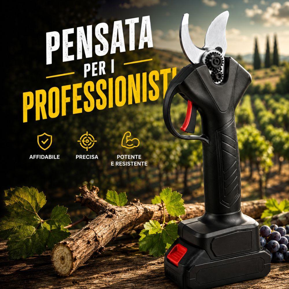 cesoia professionale forbice da potatura elettrica a batteria - foto 4 Cesoia professionale a batteria in uso su ramo durante potatura