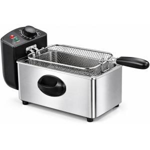 Friggitrice ad olio elettrica professionale in acciaio inox con termostato regolabile e cestello removibile
