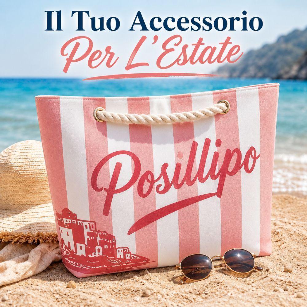  borsa mare a righe con manici in corda 65x50x17 cm - foto 5