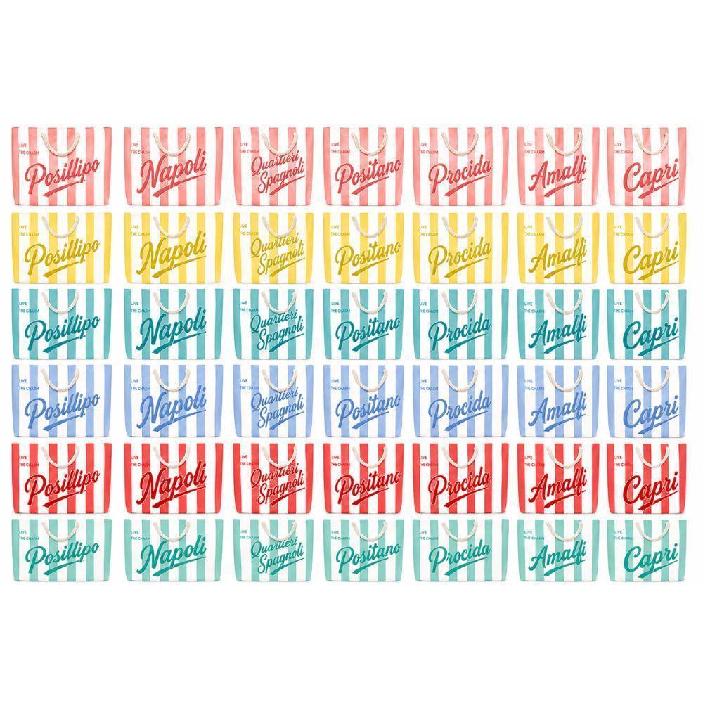  borsa mare a righe con manici in corda 65x50x17 cm - foto 6