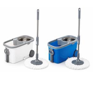 Set lava pavimenti con secchio a pedale e ruote 15 litri con mop in microfibra