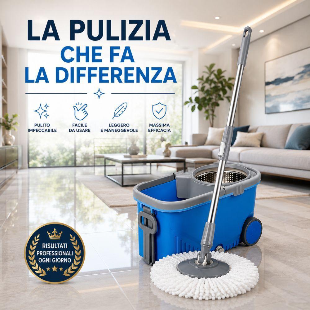 set lava pavimenti con secchio a pedale e ruote 15 litri con mop in microfibra - foto 4 set lava pavimenti con secchio a pedale e ruote 15 litri con mop in microfibra - foto 4