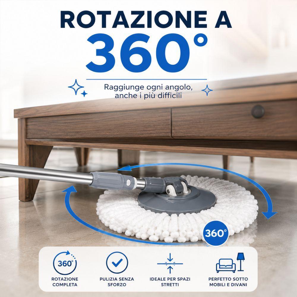 set lava pavimenti con secchio a pedale e ruote 15 litri con mop in microfibra - foto 5 set lava pavimenti con secchio a pedale e ruote 15 litri con mop in microfibra - foto 5