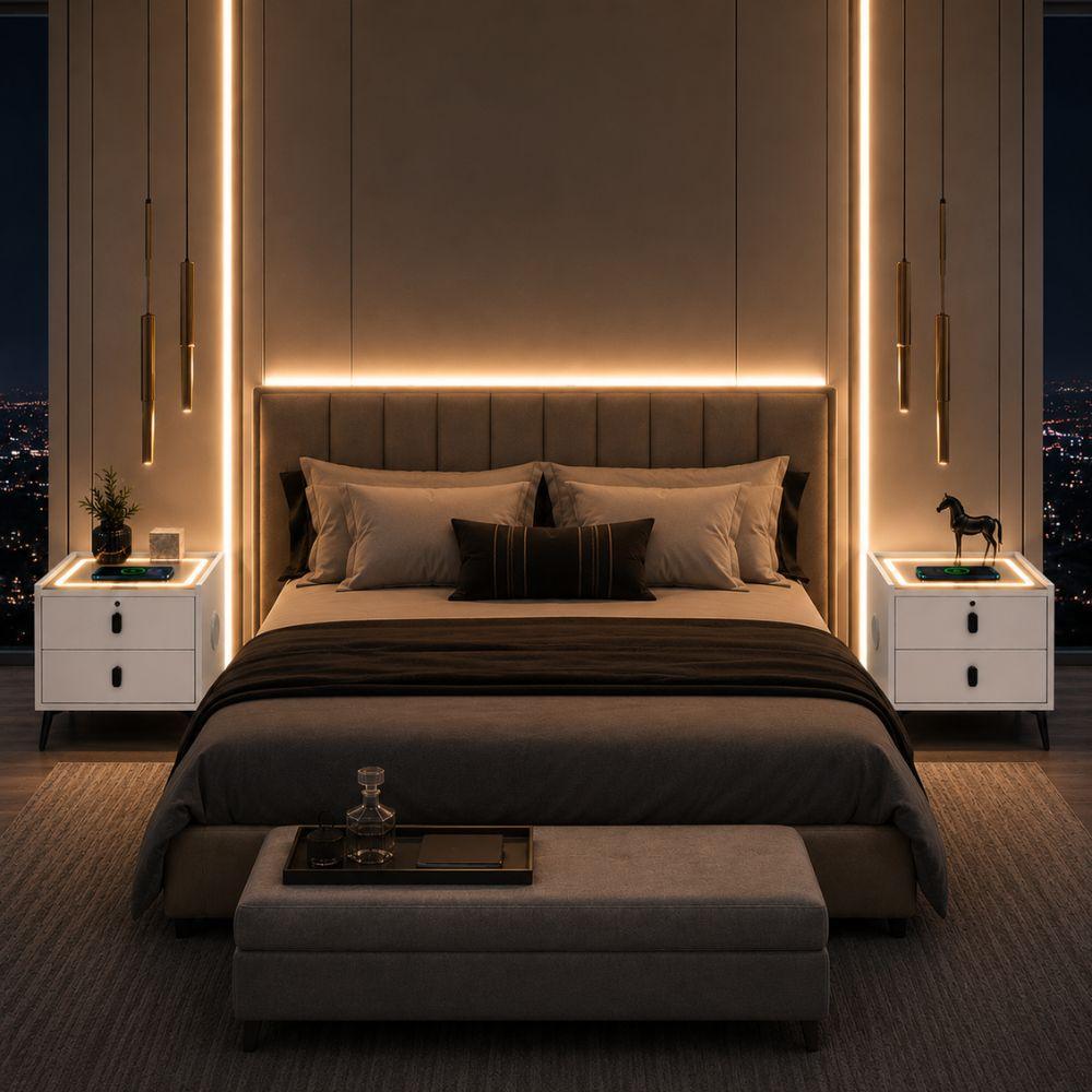  comodino smart led con ricarica wireless e speaker bluetooth - foto 3