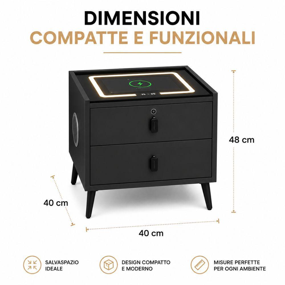  comodino smart led con ricarica wireless e speaker bluetooth - foto 5