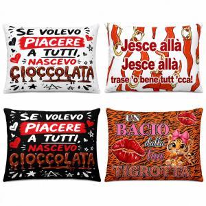 Cuscino arredo con frasi divertenti napoletane morbido decorativo fantasie assortite