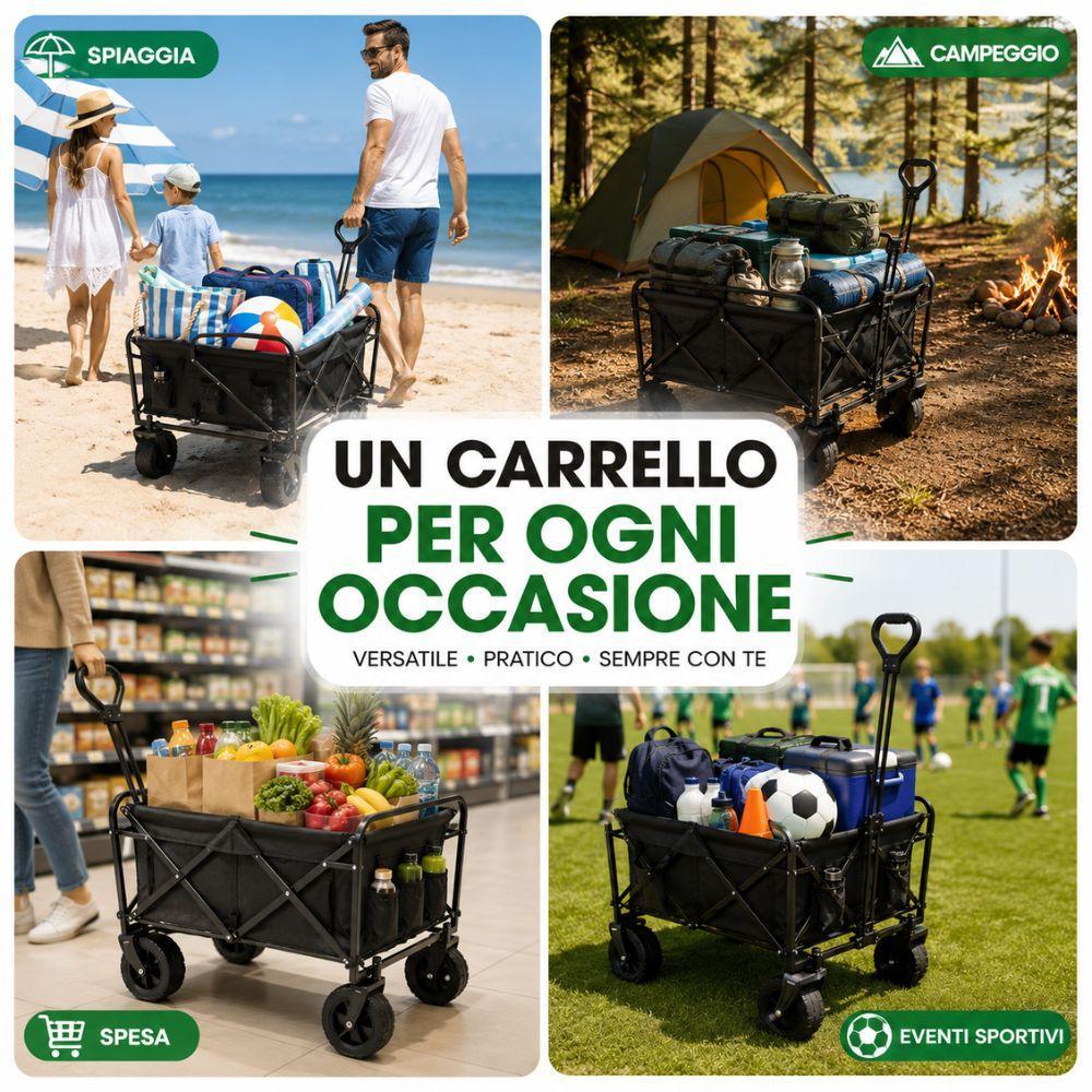 carrello pieghevole da trasporto multiuso 80 kg con ruote girevoli 360 gradi e maniglia regolabile - foto 4 carrello pieghevole da trasporto multiuso 80 kg con ruote girevoli 360 gradi e maniglia regolabile - foto 4