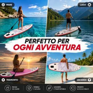 Sup gonfiabile 366x82x15 cm stand up paddle con accessori