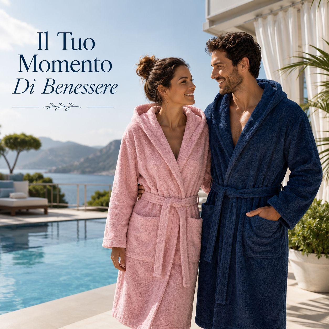  accappatoio unisex in spugna con cappuccio per adulti morbido assorbente - foto 3