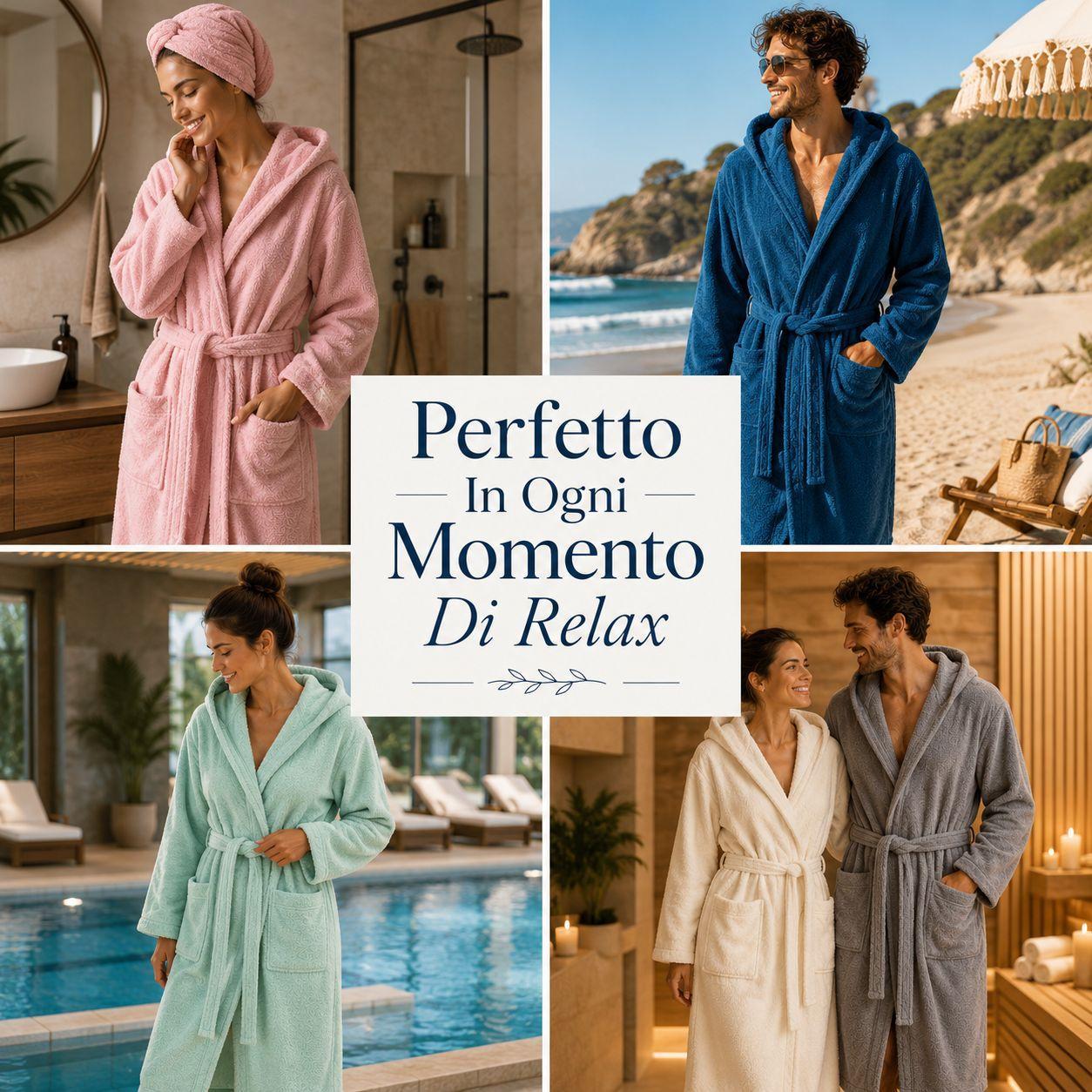  accappatoio unisex in spugna con cappuccio per adulti morbido assorbente - foto 5