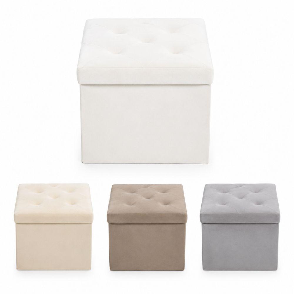 pouf contenitore in velluto trapuntato 38x38x38 cm - foto 1 pouf contenitore in velluto trapuntato 38x38x38 cm - foto 1